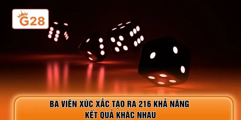 Ba viên xúc xắc tạo ra 216 khả năng kết quả khác nhau